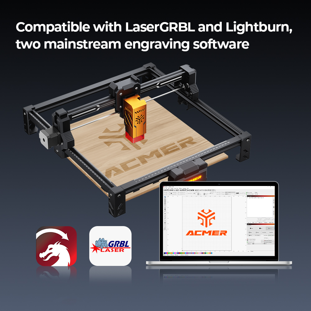 Industrial Laser Printing Machine - ACMER S2 12W เครื่องแกะสลักและตัดด้วยเลเซอร์ ไดโอดแสงสีฟ้า พื้นที่ทำงาน