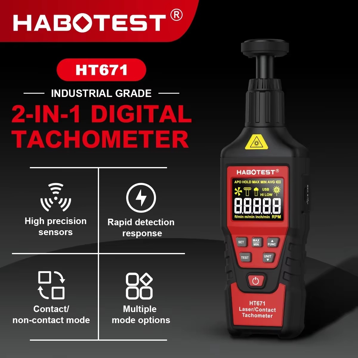 HABOTEST HT671 เครื่องวัดความเ - Industrial Laser Tachometer บทวิจารณ์และราคา