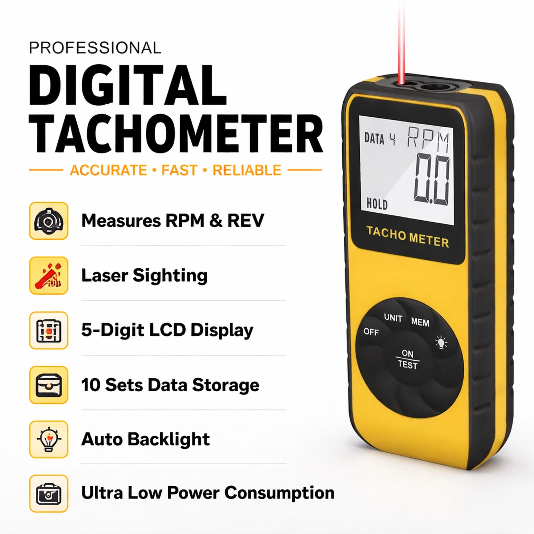 เครื่องวัดความเร็วรอบแบบดิจิตอ - Industrial Laser Tachometer บทวิจารณ์และราคา